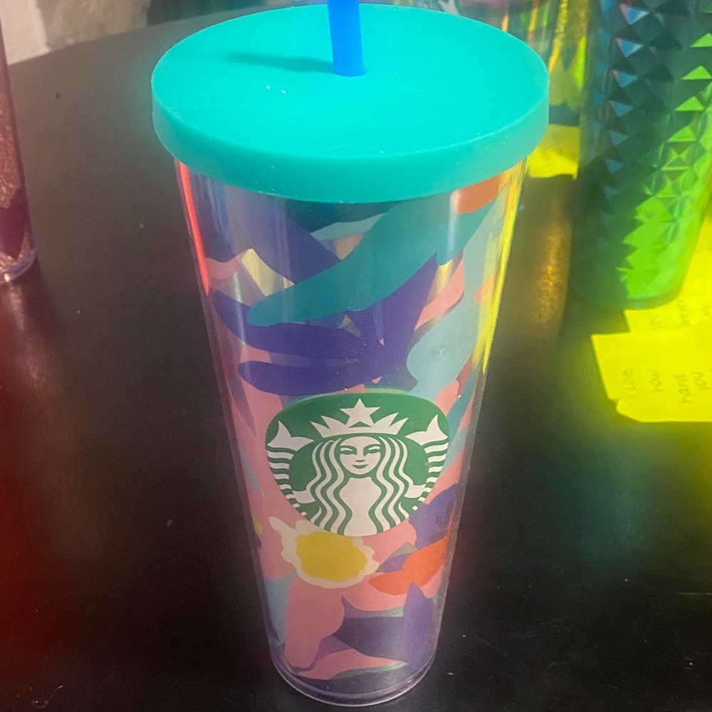 Starbucks Vibrant Floral Tumbler with Aqua Lid
